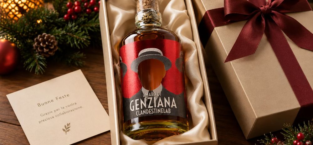 Regali Natale aziendali enogastronomici: mini liquori alla genziana